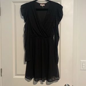 Black on Black Polkadot dress with Puff Sleeves